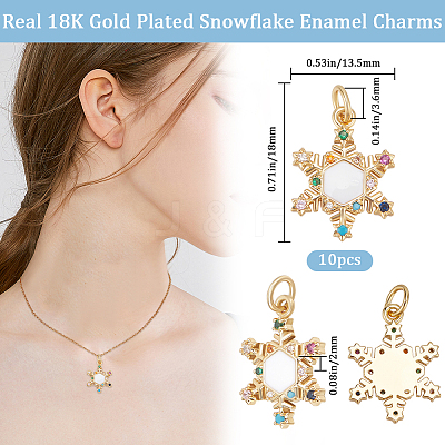 10Pcs Christmas Themed Brass Micro Pave Clear Cubic Zirconia Pendants ZIRC-BBC0002-87-1