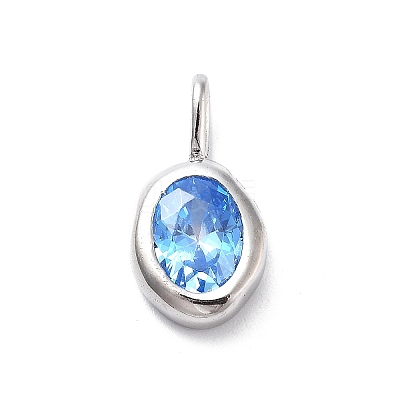 925 Sterling Silver Cubic Zirconia Oval Charms STER-S006-01S-L-1