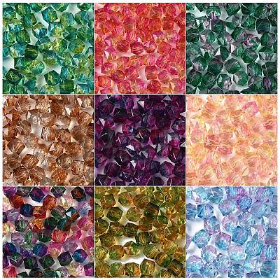 300Pcs Two Tone Transparent Spray Painted Acrylic Beads ACRP-YW0001-16-1