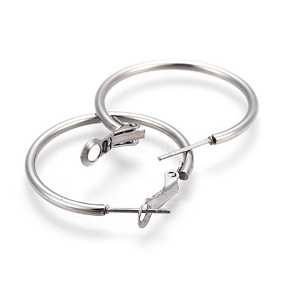 Tarnish Resistant 201 Stainless Steel Hoop Earrings EJEW-F188-24P-A-1