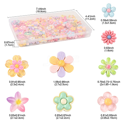 100Pcs 8 Styles Translucent & Opaque Resin Cabochons RESI-FS0002-32-1