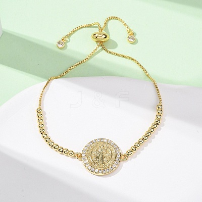 Brass Micro Pave Clear Cubic Zirconia Slider Bracelets for Women BJEW-G768-01G-1