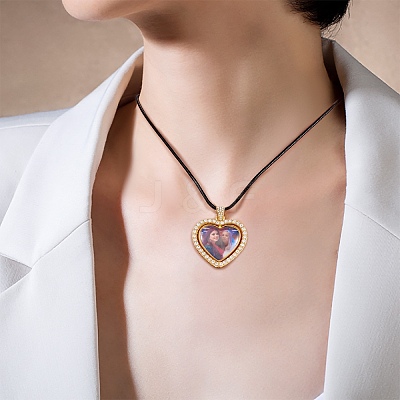 DIY Heart & Flat Round Necklace Making Kit DIY-SZ0007-31-1