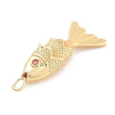 Fish Rack Plating Brass Micro Pave Cubic Zirconia Pendants KK-Z071-72A-01G-1