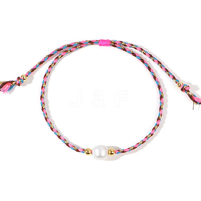 Natural Freshwater Pearl Bead Braided Bead Bracelets JH8725-1-1
