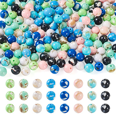 160Pcs 8 Colors Assembled Synthetic Stone and Trochus Shell Beads G-TA0002-31D-1