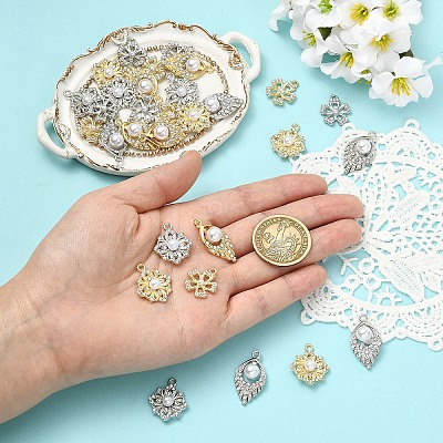 30Pcs 6 Styles Alloy Rhinestone Pendants FIND-YW0011-97-1