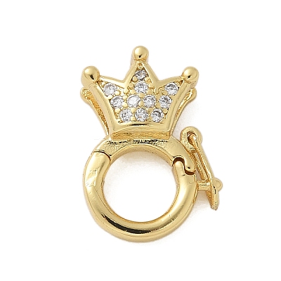 Brass Micro Pave Clear Cubic Zirconia Twister Clasps KK-P293-02-G-1