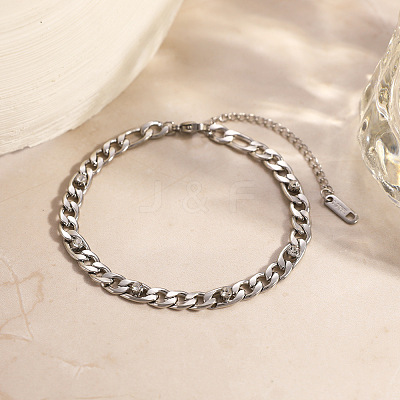304 Stainless Steel Rhinestone Curb Link Chain Bracelets for Women BJEW-L721-01P-1