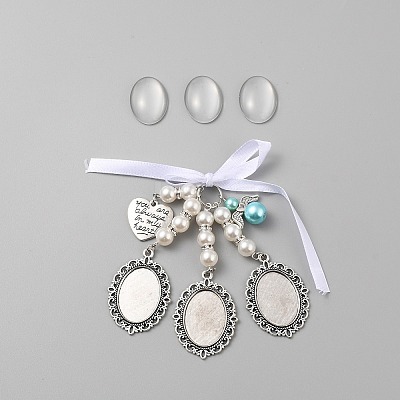Wedding Bouquet Alloy & Glass Photo Charms DIY-WH20004-07A-AS-1