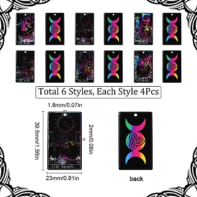 24Pcs 6 Style Printed Opaque Acrylic Pendants SACR-SC0001-13-1