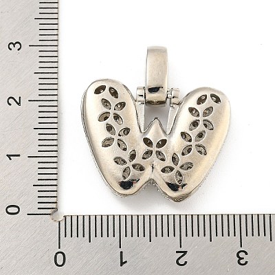 Brass Micro Pave Clear Cubic Zirconia Pendants KK-B099-01P-W-1