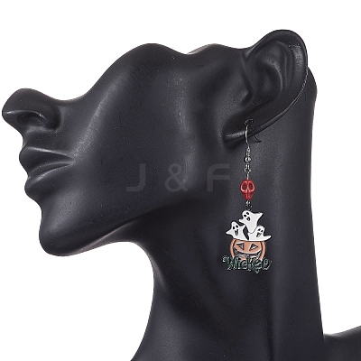 Halloween Series Alloy Enamel Dangle Earrings EJEW-JE06522-1