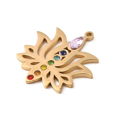 Chakra 304 Stainless Steel Rhinestone Pendants RB-CBA27F2-01G-1