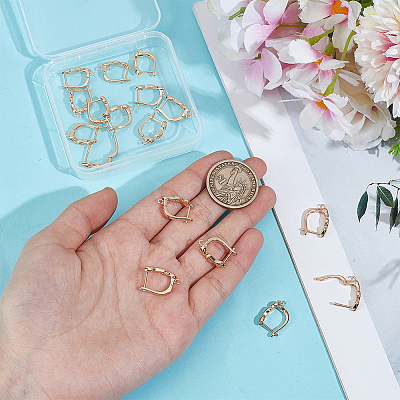16Pcs Brass Hoop Earring Findings with Latch Back Closure KK-PH0012-17-1