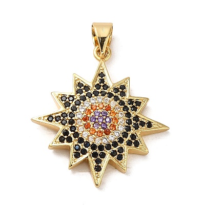 Brass Cubic Zirconia Pendants KK-K275-05G-1