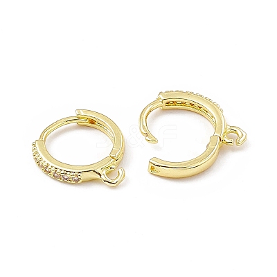 Brass Micro Pave Cubic Zirconia Hoop Earring Findings KK-P224-03G-1
