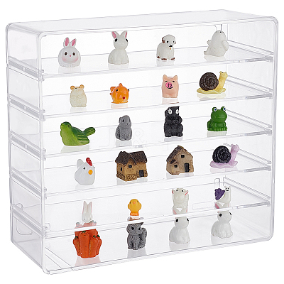 6 Grids Transparent Acrylic Minifigures Display Case with Detachable Dividers DIY-WH0430-530B-1