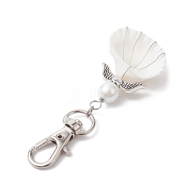Angel Alloy & Wire Wrapped Natural Shell Pendant Decorations HJEW-JM02017-02-1