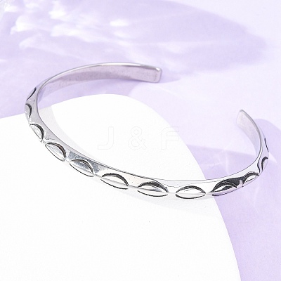 Retro 316 Surgical Stainless Steel Cuff Bangles BJEW-C142-09AS-1