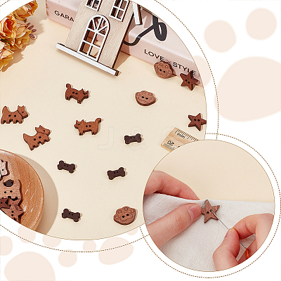 75Pcs 5 Styles 2-Hole Wooden Buttons BUTT-AR0001-15-1