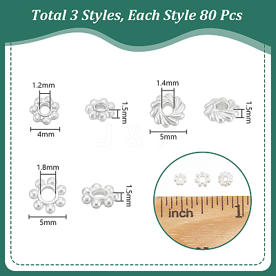 240Pcs 3 Style Rack Plating Zinc Alloy Beads FIND-UN0006-86S-1