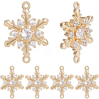 10Pcs Brass Micro Pave Clear Cubic Zirconia Connector Charms ZIRC-BBC0002-86B-1