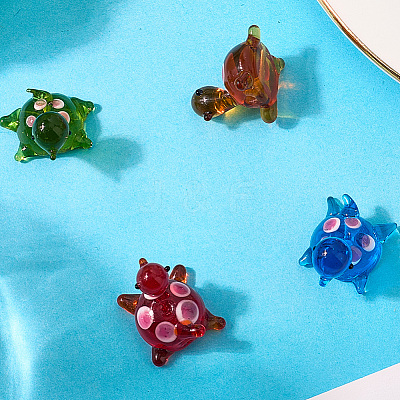 8Pcs 4 Colors Handmade Lampwork Beads LAMP-PA0001-08-1