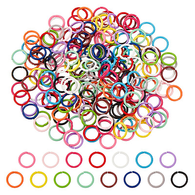 225Pcs 15 Colors SPray Painted Zinc Alloy Open Jump Rings FIND-H0010-91A-1