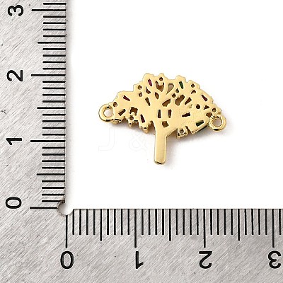 Brass Pave Colorful Cubic Zirconia Tree of Life Connector Charms KK-I360-031G-1