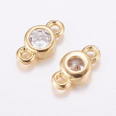 Brass Micro Pave Cubic Zirconia Links KK-F714-09G-1