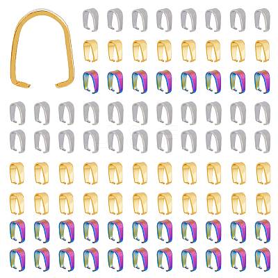 90Pcs 3 Colors 304 Stainless Steel Snap on Bails STAS-DC0012-26-1