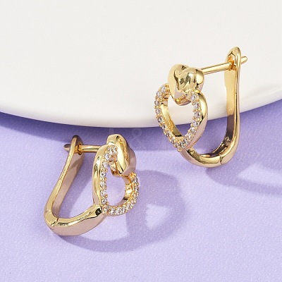 Brass Micro Pave Clear Cubic Zirconia Clip-on Earrings EJEW-F895-22B-G-1