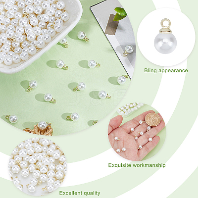 150Pcs ABS Plastic Imitation Pearl Pendants SACR-HY0001-10-1