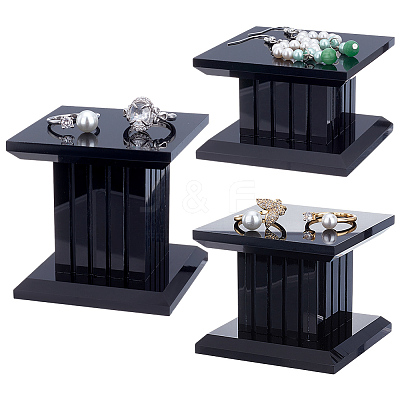 3Pcs 3 Sizes Square Acrylic Jewelry Display Pedestals ODIS-WH0038-170B-1