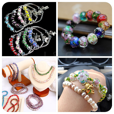 40Pcs 8 Colors Handmade Gold Sand Lampwork Beads Strands LAMP-YS0001-01-1