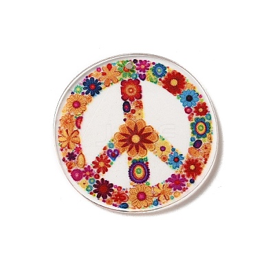 Flower with Peace Acrylic pendants OACR-B018-03-1