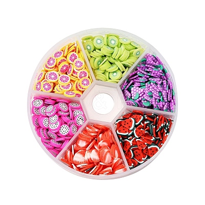1800Pcs 6 Style Fruit Theme Handmade Polymer Clay Cabochons CLAY-YW0001-22-1