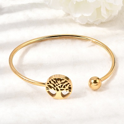 304 Stainless Steel Cuff Bangles for Women BJEW-D436-02G-1