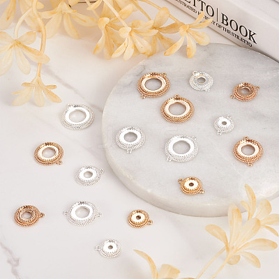 14pcs 14 style Brass Pendant Cabochon Settings & Cabochon Connector Settings FIND-BY0001-13-1