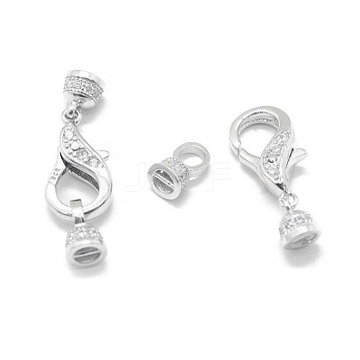 Anti-Tarnish Rhodium Plated 925 Sterling Silver Lobster Claw Clasps STER-L055-061P-1
