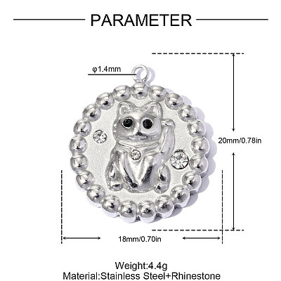 304 Stainless Steel with Jet Rhinestone Pendants RB-OY001-04P-01-1