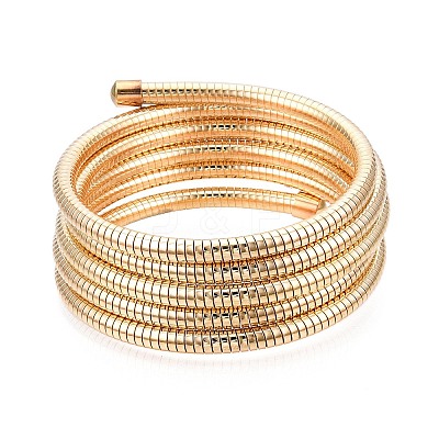 Iron Round Snake Chains Wrap Cuff Bangles BJEW-T022-02G-1