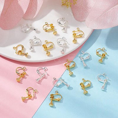 20Pcs 2 Colors Racking Plated Brass Clip-on Earring Findings KK-CJ0002-11-1