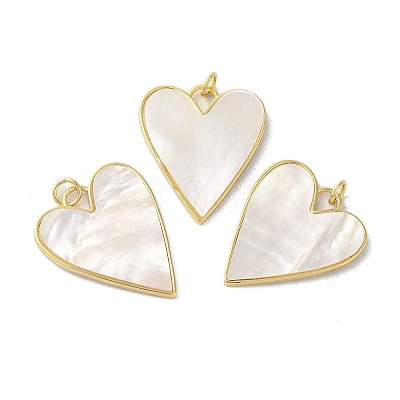 Rack Plating Brass Pave Shell Pendants KK-C052-07G-1