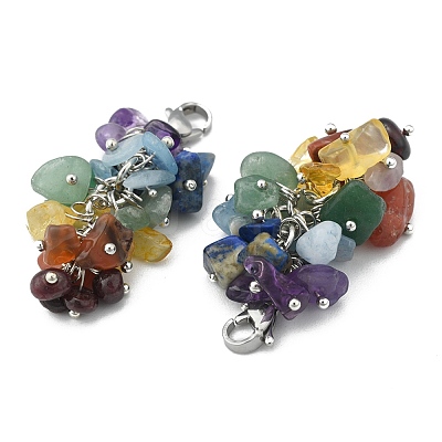 Natural Chip Gemstone Pendant Decorations X-HJEW-JM00213-1