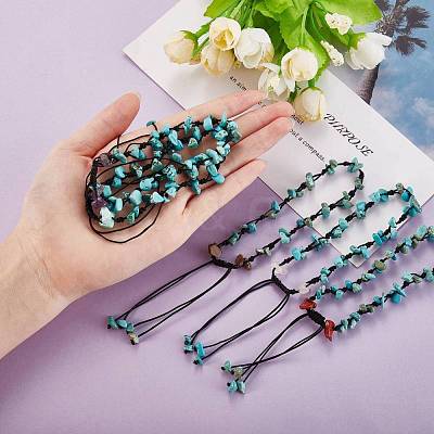 5Pcs 5 Styles Adjustable Braided Nylon Cord Anklets AJEW-SZ0001-63-1