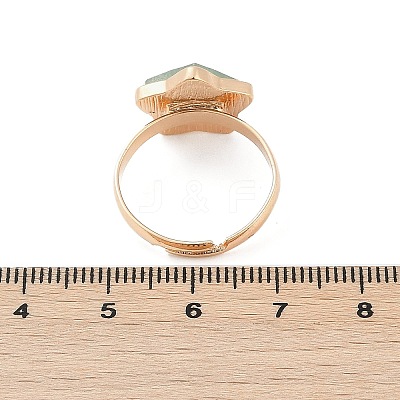 Star Natural Green Aventurine Adjustable Rings RJEW-H241-01G-04-1