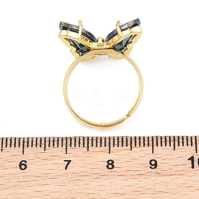 Brass Micro Pave Cubic Zirconia Finger Rings GL-CBA65A8-01G-14-1