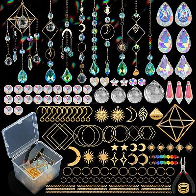 400Pcs DIY Glass Crystal Sun Catcher Hanging Decoration Sets PW-WG97738-01-1
